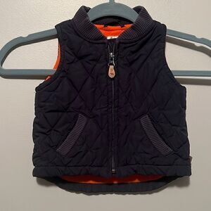 Baby Gap Navy Fleece Lined, Quilted Vest Size 6-12 Months